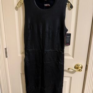 Elegant Black Sleeveless leather Dress
